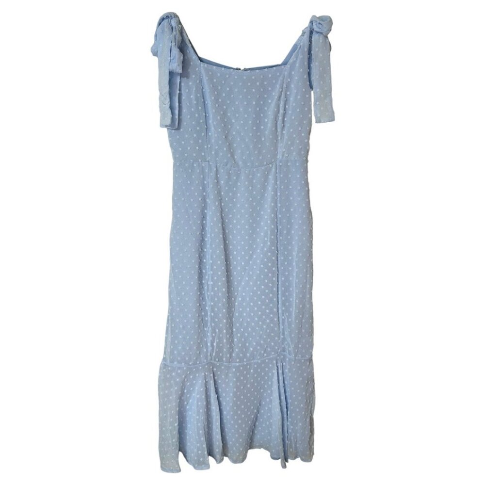 NWT Lulus‎ Bimini Periwinkle Blue Swiss Dot Tie-Strap Midi Dress Size Small